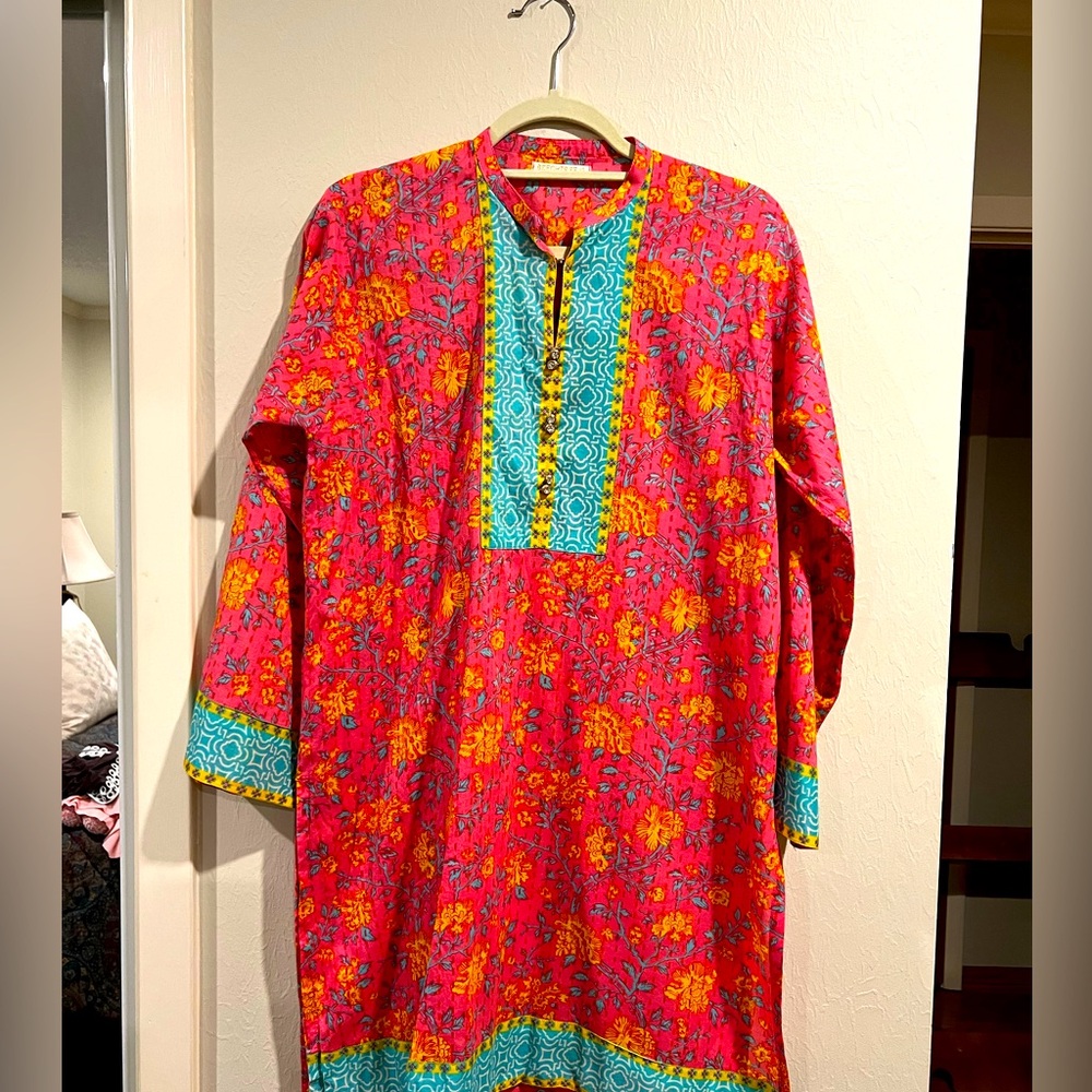 Beechtree Pakistani midi dress tunic size 12. Great condition. Pink/yellow/teal